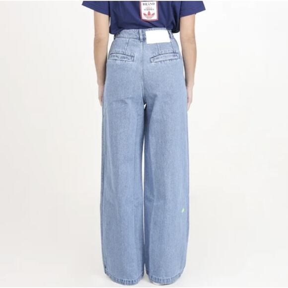 adidas Originals x KSENIASCHNAIDER Womens 3-Stripes Jeans Size 28 Wide Leg NWT - Picture 1 of 16